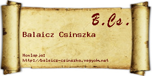 Balaicz Csinszka névjegykártya
